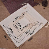 10X Canvas Cotton Drawstring Bags Linen Calico Tote Gift Storage Pouches - 25x35cm - Low Angle