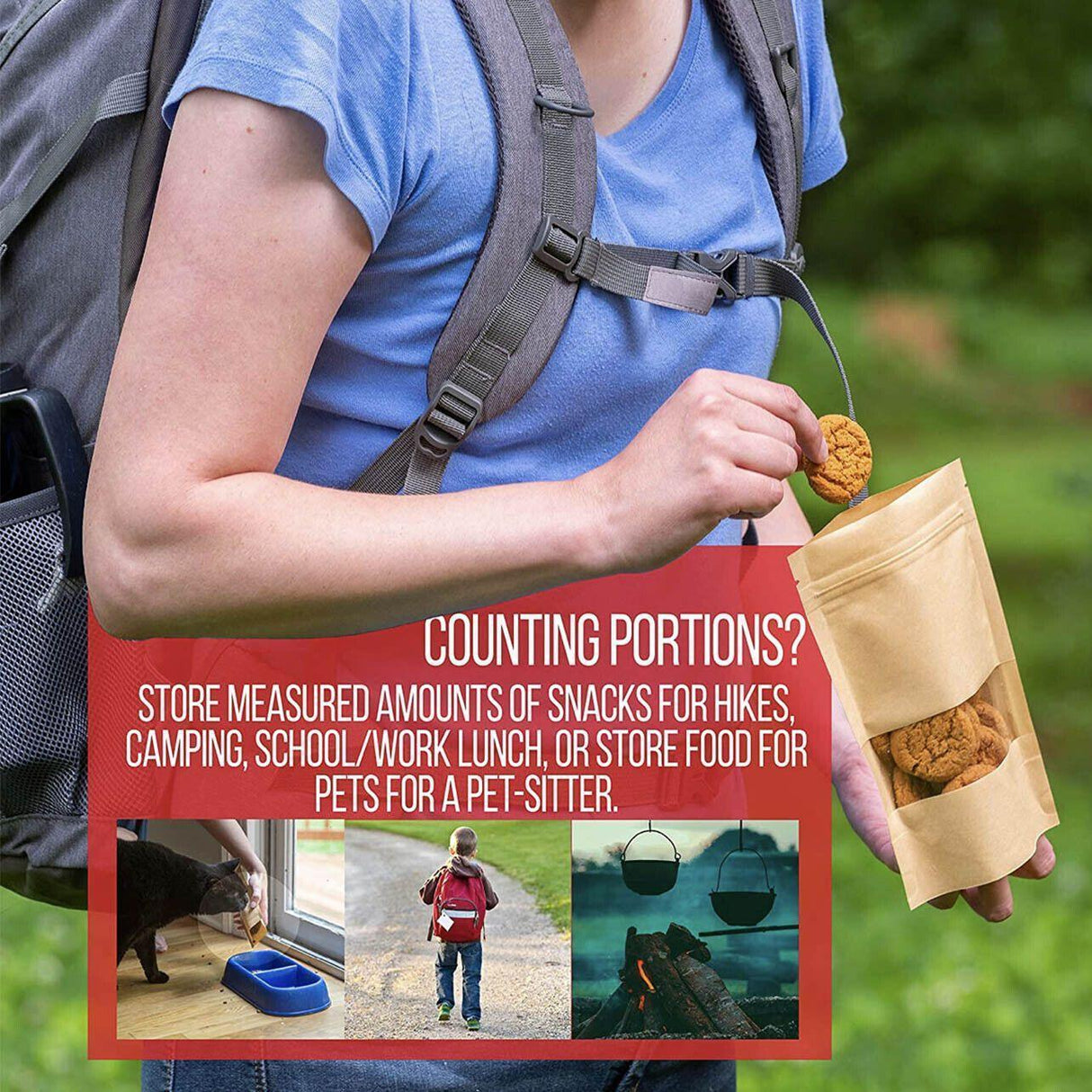 10x 12*20+4cm Stand Up Bag Kraft Paper Seal Packaging Window Zip Lock Pouch - 10 PCS