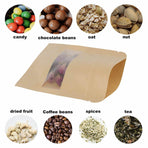 10x 12*20+4cm Stand Up Bag Kraft Paper Seal Packaging Window Zip Lock Pouch - 10 PCS