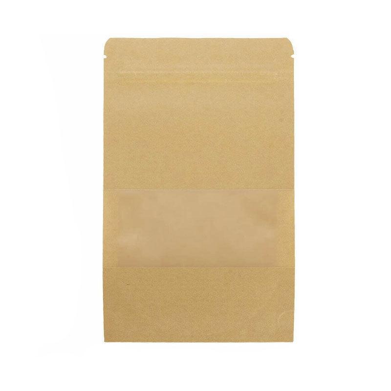 10x 12*20+4cm Stand Up Bag Kraft Paper Seal Packaging Window Zip Lock Pouch - 10 PCS