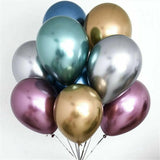 Metallic Latex Balloons 12 Inch Chrome Party Balloons for Birthday Wedding Decoration - Green 10PCS - Side View