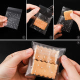Clear Dotted Self Seal Bags for Cookies Candy Bakery Packaging 100 Pieces Set - 10cm*10cm - Top-Down View