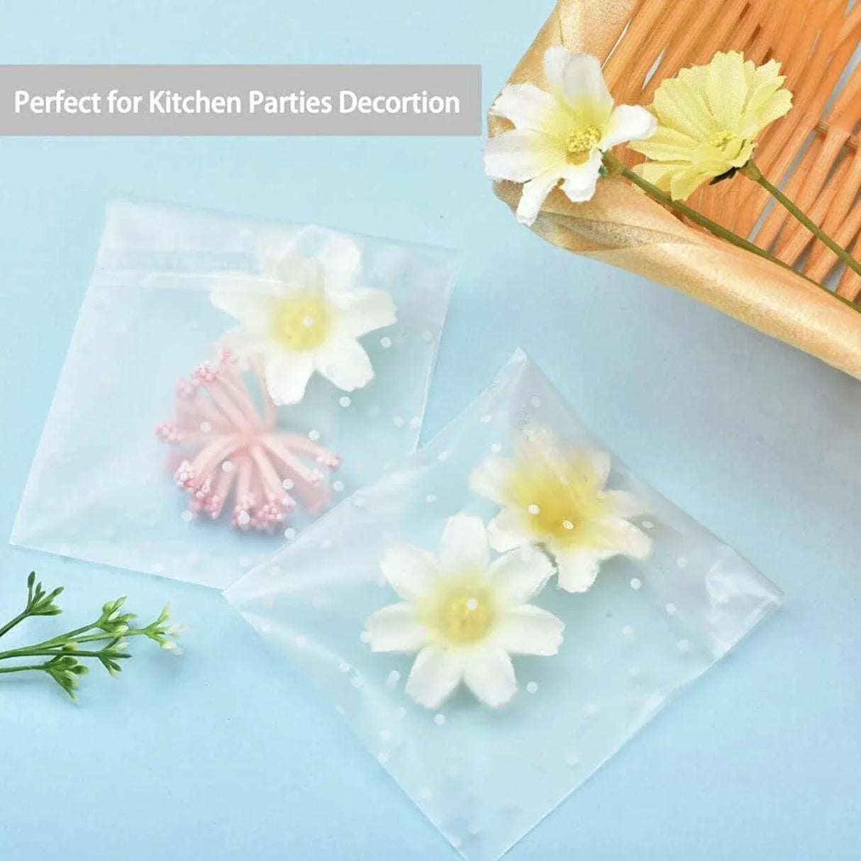 Clear Dotted Self Seal Bags for Cookies Candy Bakery Packaging 100 Pieces Set - 10cm*10cm