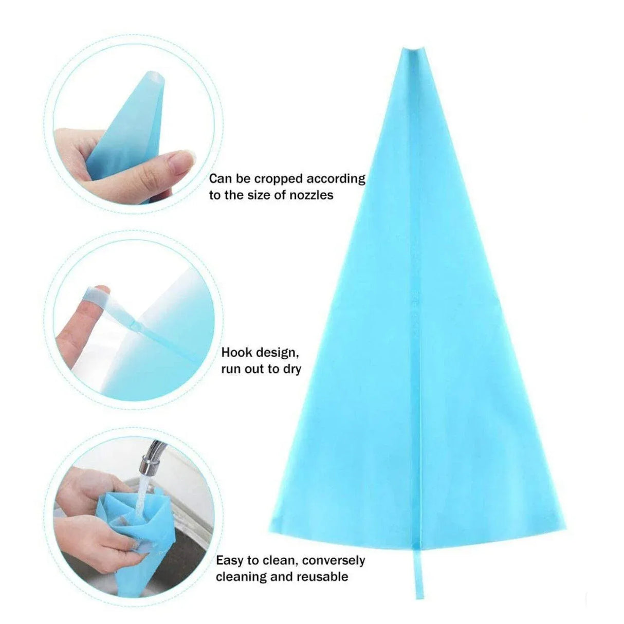 2/4PCS Reusable Silicone Pastry Bag DIY Icing Bags Cream Cake Decorating - 2 PCS(18 inch *2)