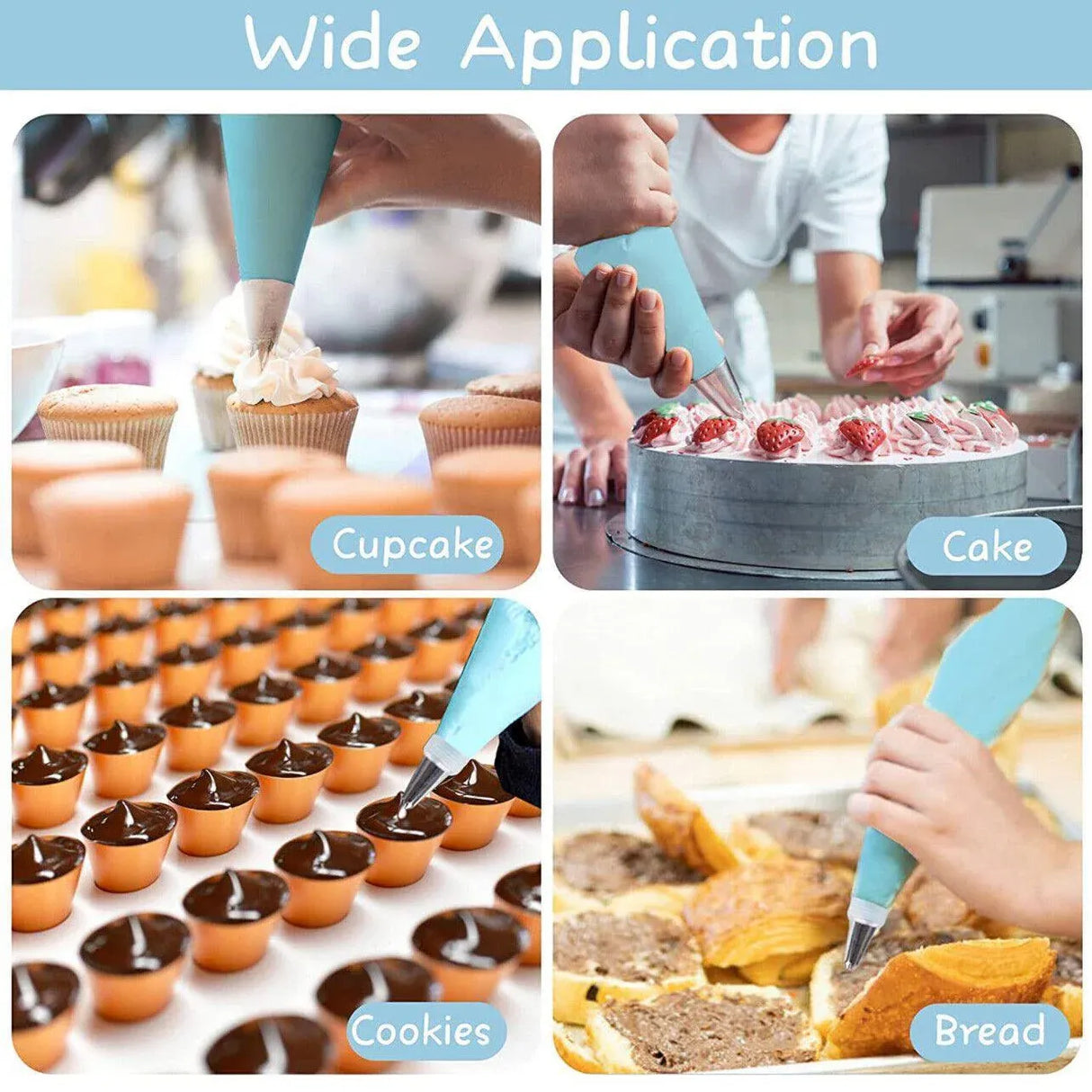 2/4PCS Reusable Silicone Pastry Bag DIY Icing Bags Cream Cake Decorating - 2 PCS(18 inch *2)
