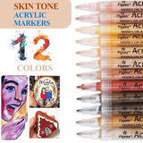 12 Colours Acrylic Paint Pens Markers Skin Tone