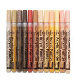 12 Colours Acrylic Paint Pens Markers Skin Tone - Front View