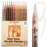 12 Colours Acrylic Paint Pens Markers Skin Tone - Side View