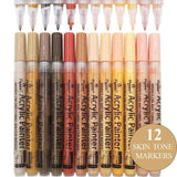 12 Colours Acrylic Paint Pens Markers Skin Tone - Extra Image