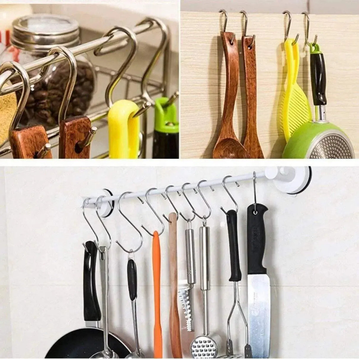 7cm Stainless Steel S Shape Hooks Kitchen Hanger Rack Clothes Hanging Plant Holders - 5PCS