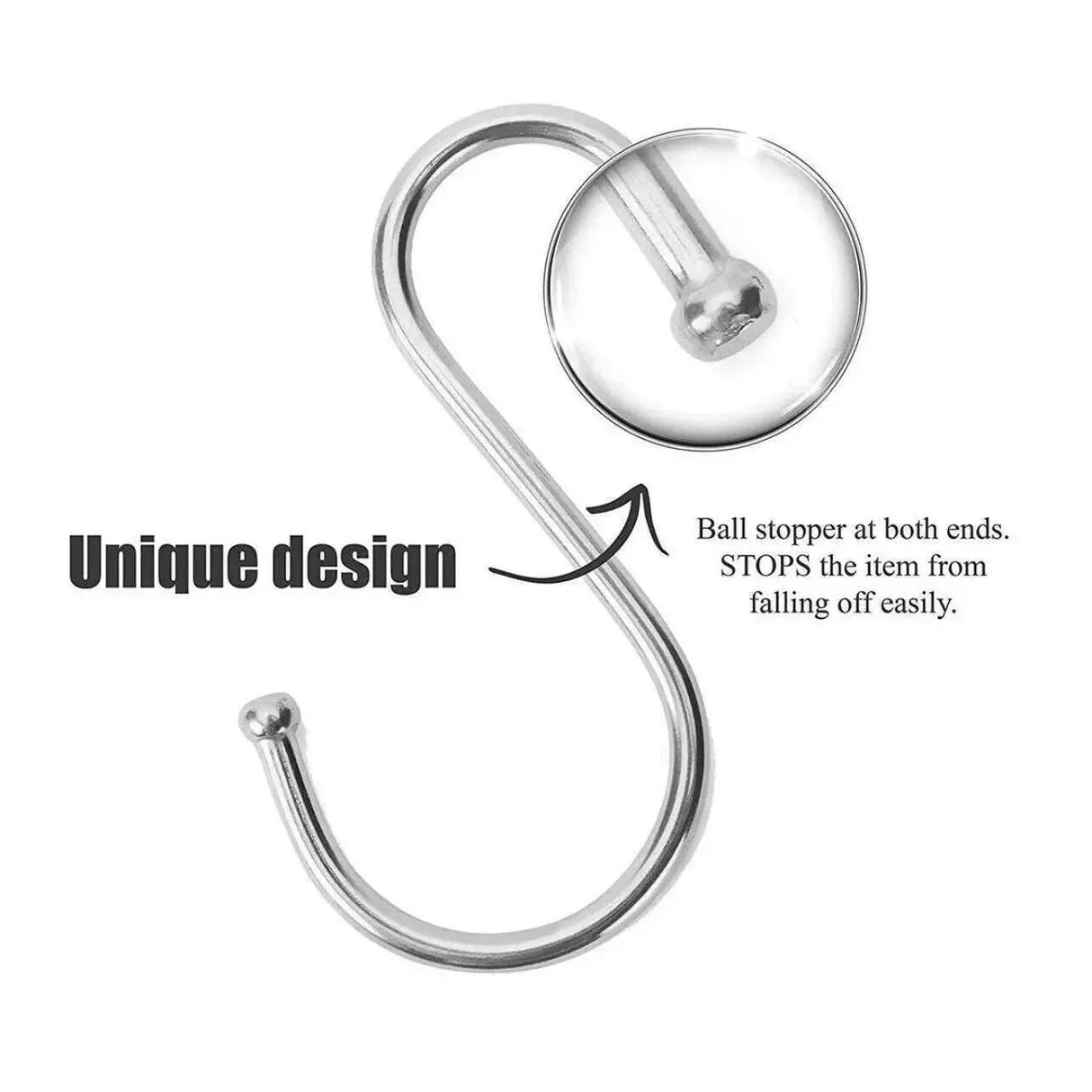 7cm Stainless Steel S Shape Hooks Kitchen Hanger Rack Clothes Hanging Plant Holders - 5PCS