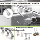 7cm Stainless Steel S Shape Hooks Kitchen Hanger Rack Clothes Hanging Plant Holders - 20PCS - Front View
