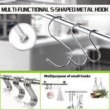 8cm Stainless Steel S Shape Hooks Kitchen Hanger Rack Clothes Hanging Plant Holders - 5PCS