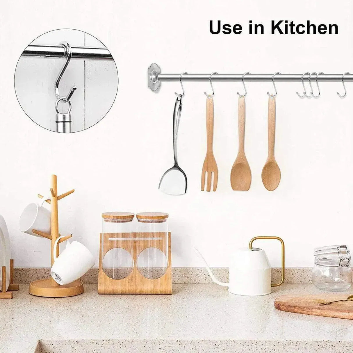 12cm Stainless Steel S Shape Hooks Kitchen Hanger Rack Clothes Hanging Plant Holders - 5PCS