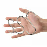 12cm Stainless Steel S Shape Hooks Kitchen Hanger Rack Clothes Hanging Plant Holders - 5PCS - Low Angle