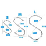 12cm Stainless Steel S Shape Hooks Kitchen Hanger Rack Clothes Hanging Plant Holders - 5PCS - Extra Image