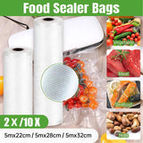 1-10x Commercial Heat-Resistant Vacuum Sealer Rolls for Food Storage - 2 Rolls (32cm x 5m)