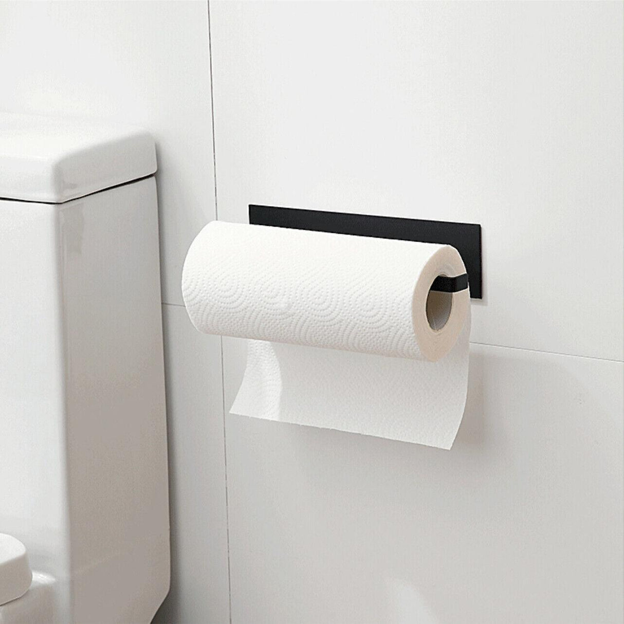 Self-Adhesive Paper Towel Holder Rack for Kitchen Rolls and Wrap Storage - White x 1 unit