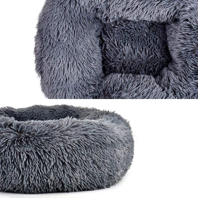 Coffee Cat Bed Pet Bed Dog Donut Nest Calming Deep Sleeping Soft Plush Kennel Washable - 120CM