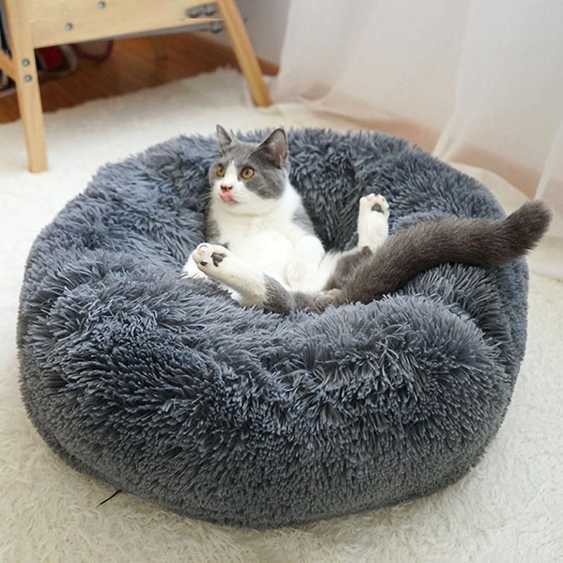 Coffee Cat Bed Pet Bed Dog Donut Nest Calming Deep Sleeping Soft Plush Kennel Washable - 120CM
