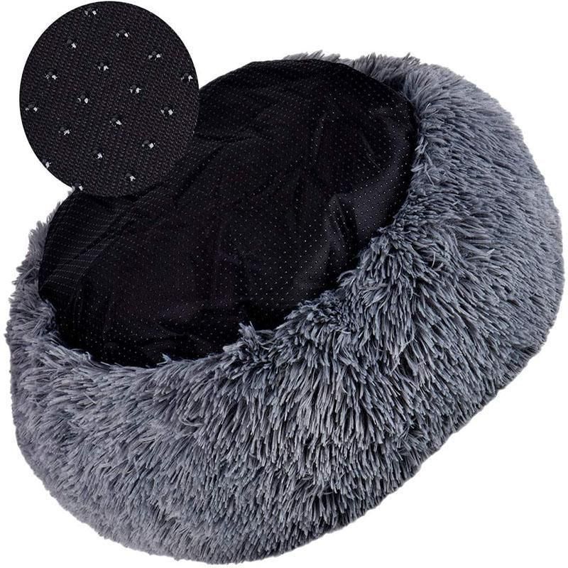 Coffee Cat Bed Pet Bed Dog Donut Nest Calming Deep Sleeping Soft Plush Kennel Washable - 80CM