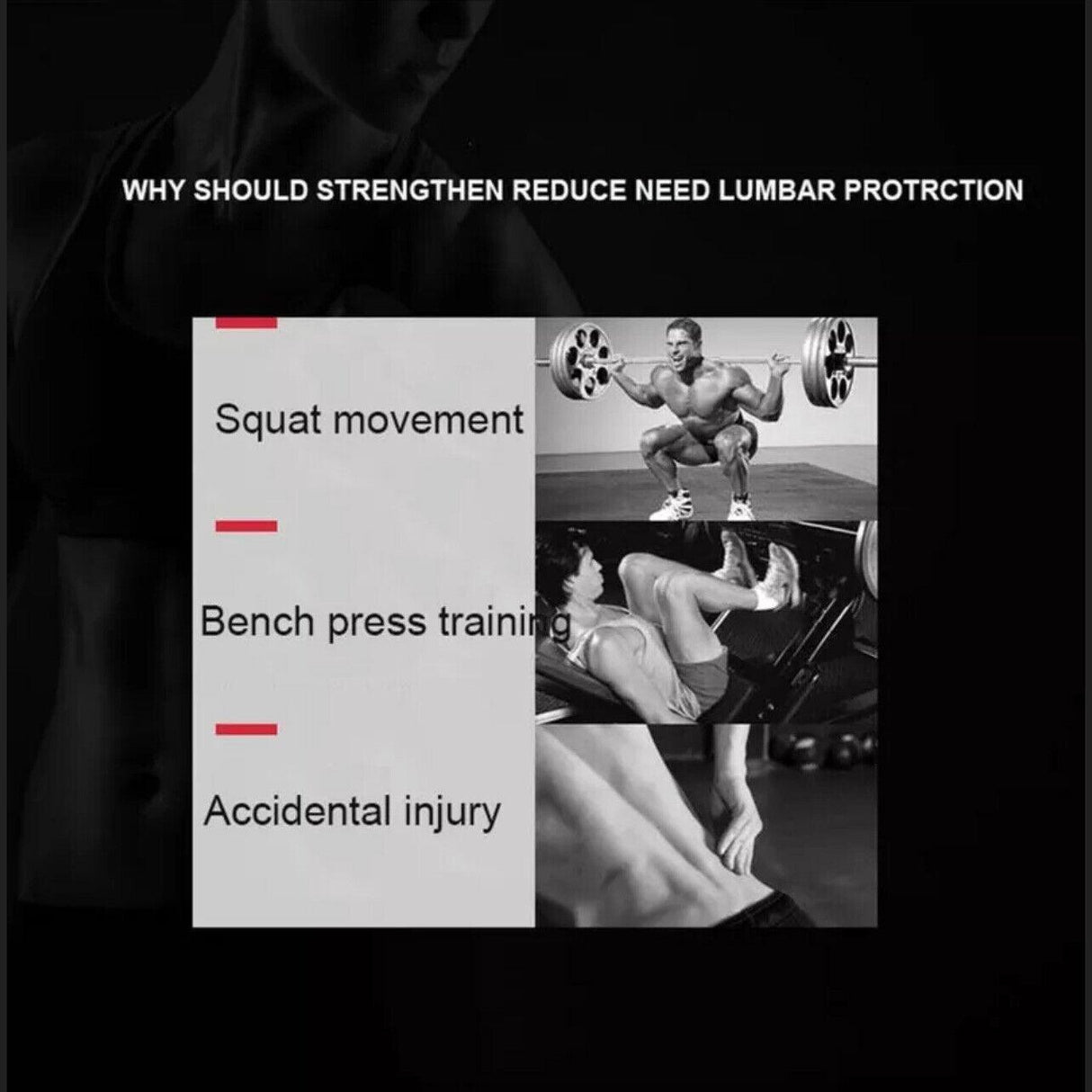 Fitness Weight Lifting Belt Barbell Dumbell Training Back Support Men Women M - Black-M