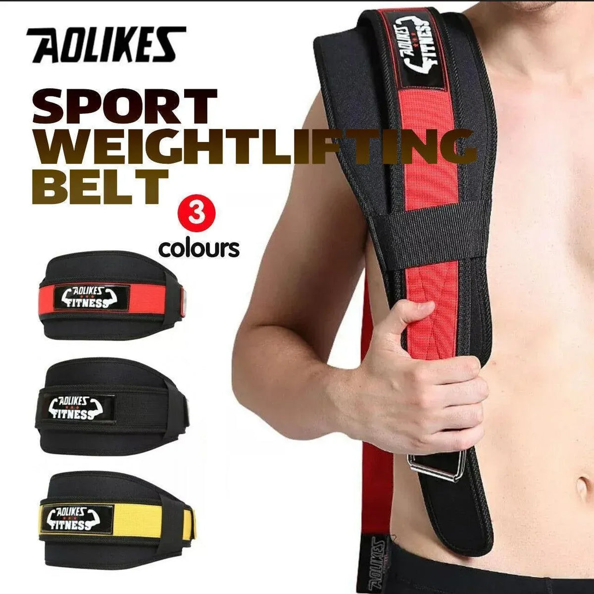 Fitness Weight Lifting Belt Barbell Dumbell Training Back Support Men Women L - Black-L