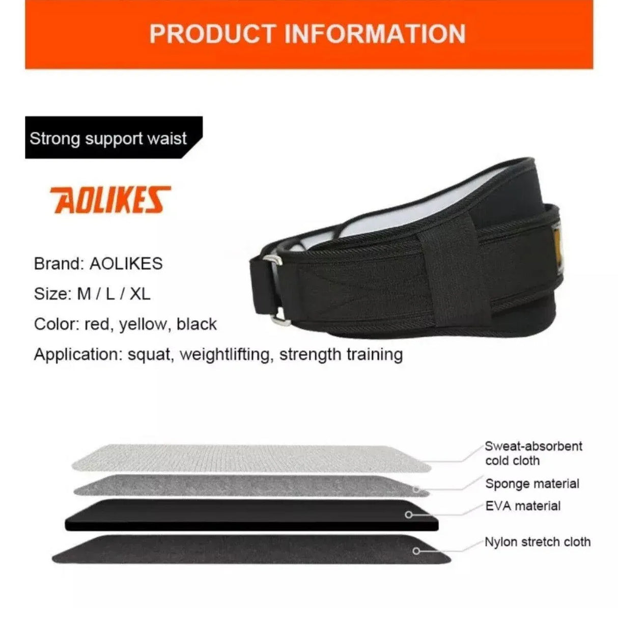 Fitness Weight Lifting Belt Barbell Dumbell Training Back Support Men Women L - Black-L