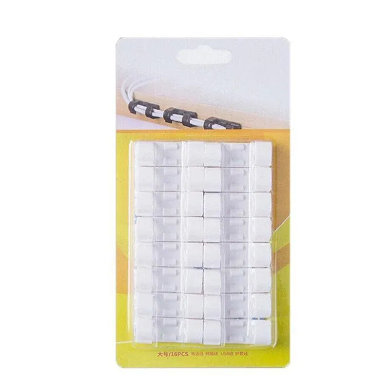 16PCS Cable Clips Management Holder Cord Wire Line Organizer Self-Adhesive L - L Size - White x 16 PCS