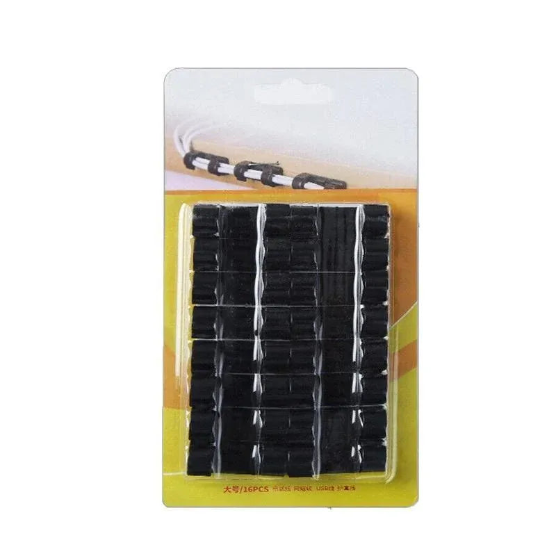 16PCS Cable Clips Management Holder Cord Wire Line Organizer Self-Adhesive L - L Size - Black x 16 PCS