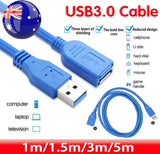Super speed Usb 3.0 Male To Female Data Cable Extension Cord For Laptop Pc Camera - 3M - Front View
