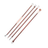 Stainless Steel Blackhead Remover Tools Set with Pimple Extractors 4 Pieces - Rose Gold