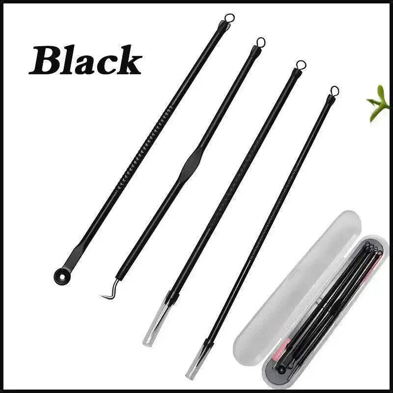 Stainless Steel Blackhead Remover Tools Set with Pimple Extractors 4 Pieces - Rose Gold