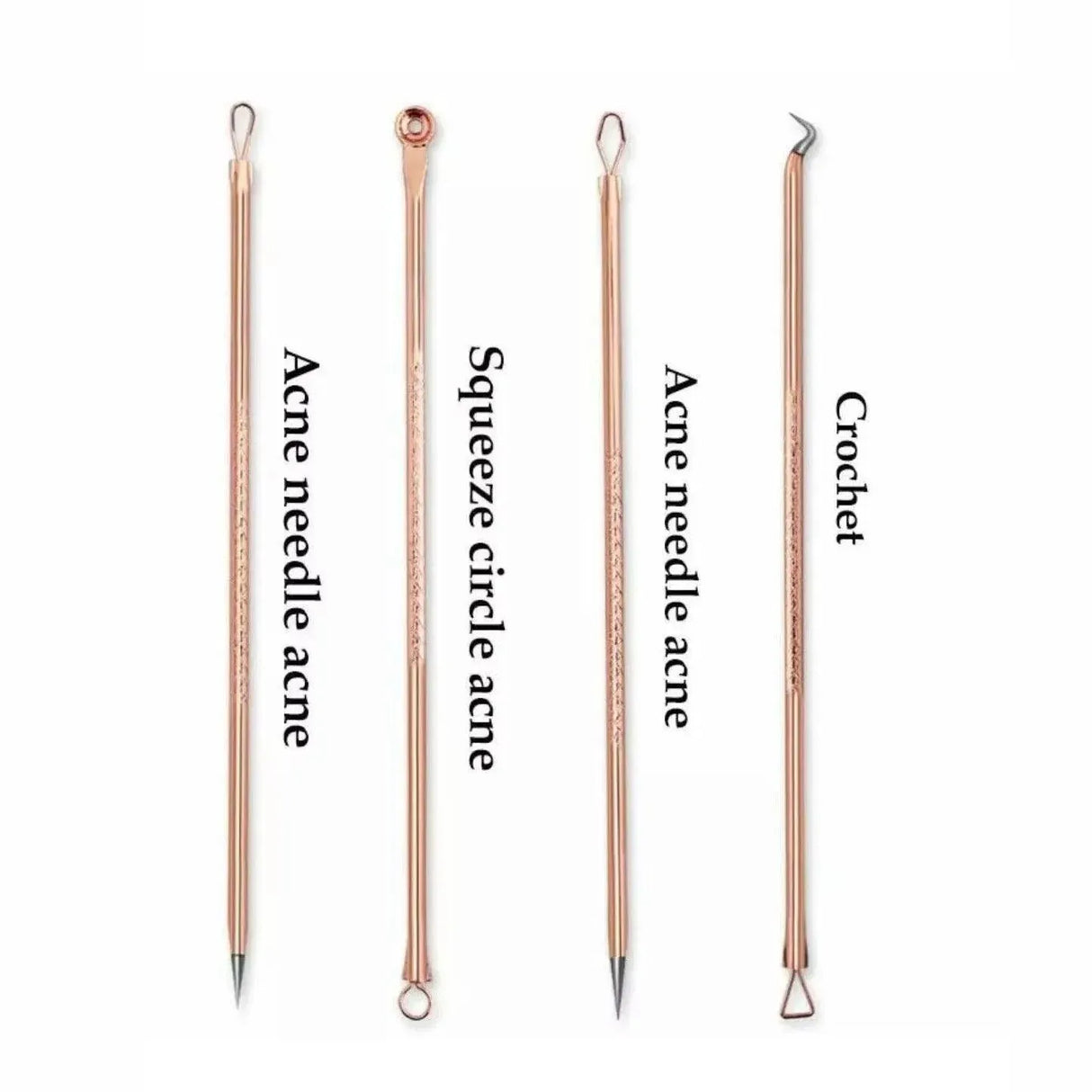 Stainless Steel Blackhead Remover Tools Set with Pimple Extractors 4 Pieces - Black