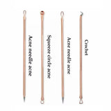 Stainless Steel Blackhead Remover Tools Set with Pimple Extractors 4 Pieces - Black - Top-Down View