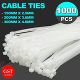 250-1000X Cable Ties Zip Ties Nylon Uv Stabilised Bulk White Clear Cable Tie - 4*200mm 500 PCS - Front View