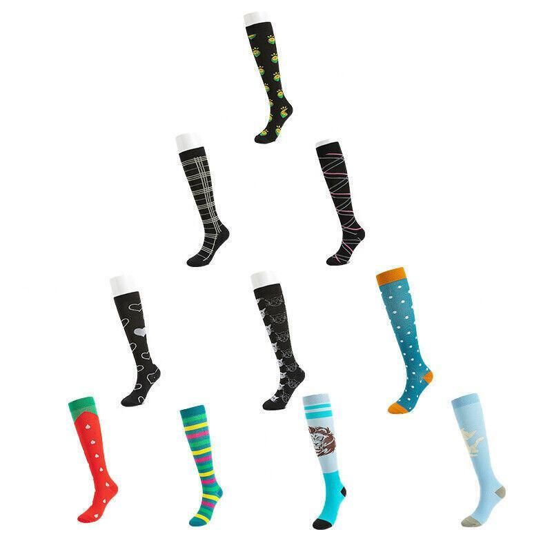 L/XL Size Compression Socks Unisex Adult Nursing Travel Stocking Sport - Blue Fox