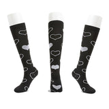 L/XL Size Compression Socks Unisex Adult Nursing Travel Stocking Sport - Black Heart