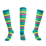 L/XL Size Compression Socks Unisex Adult Nursing Travel Stocking Sport - Green Bar