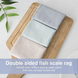 5X Fish Scale Microfiber Cleaning Cloth Dish Washing Glass Wipe Reusable Kitchen - 5Pcs-25cm*25cm - 45-Degree Angle