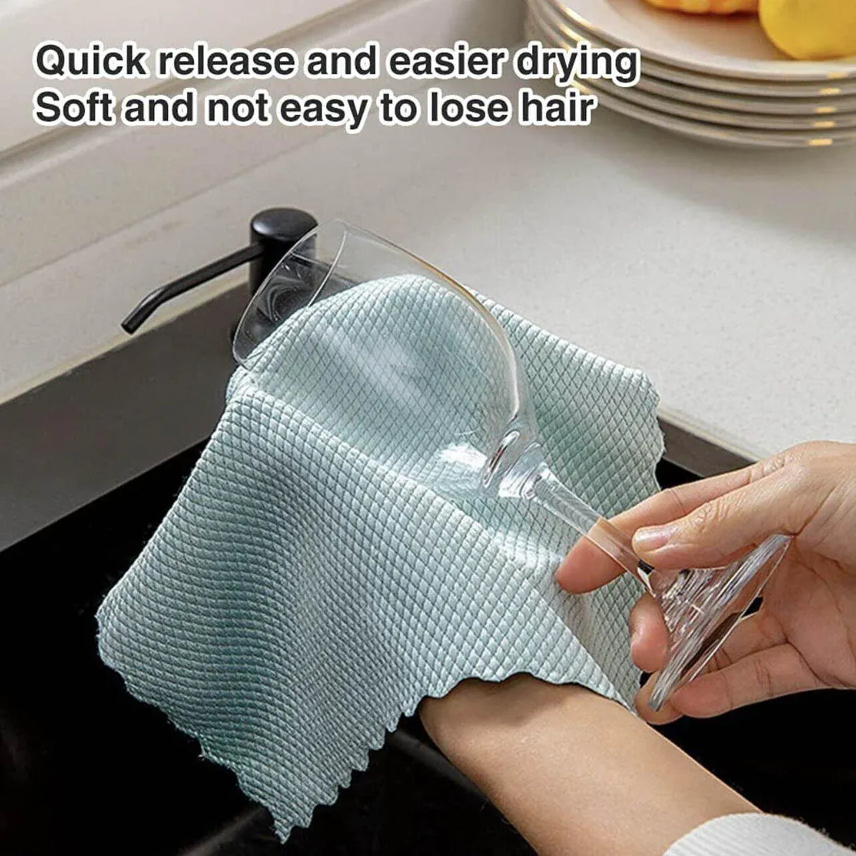 5X Fish Scale Microfiber Cleaning Cloth Dish Washing Glass Wipe Reusable Kitchen - 5Pcs-25cm*25cm