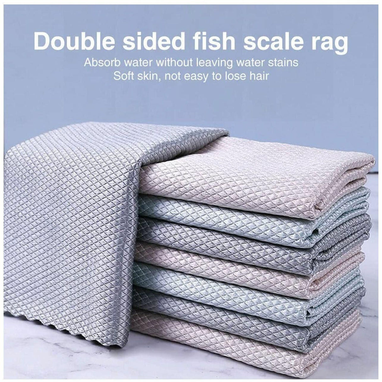 5X Fish Scale Microfiber Cleaning Cloth Dish Washing Glass Wipe Reusable Kitchen - 5Pcs-25cm*25cm