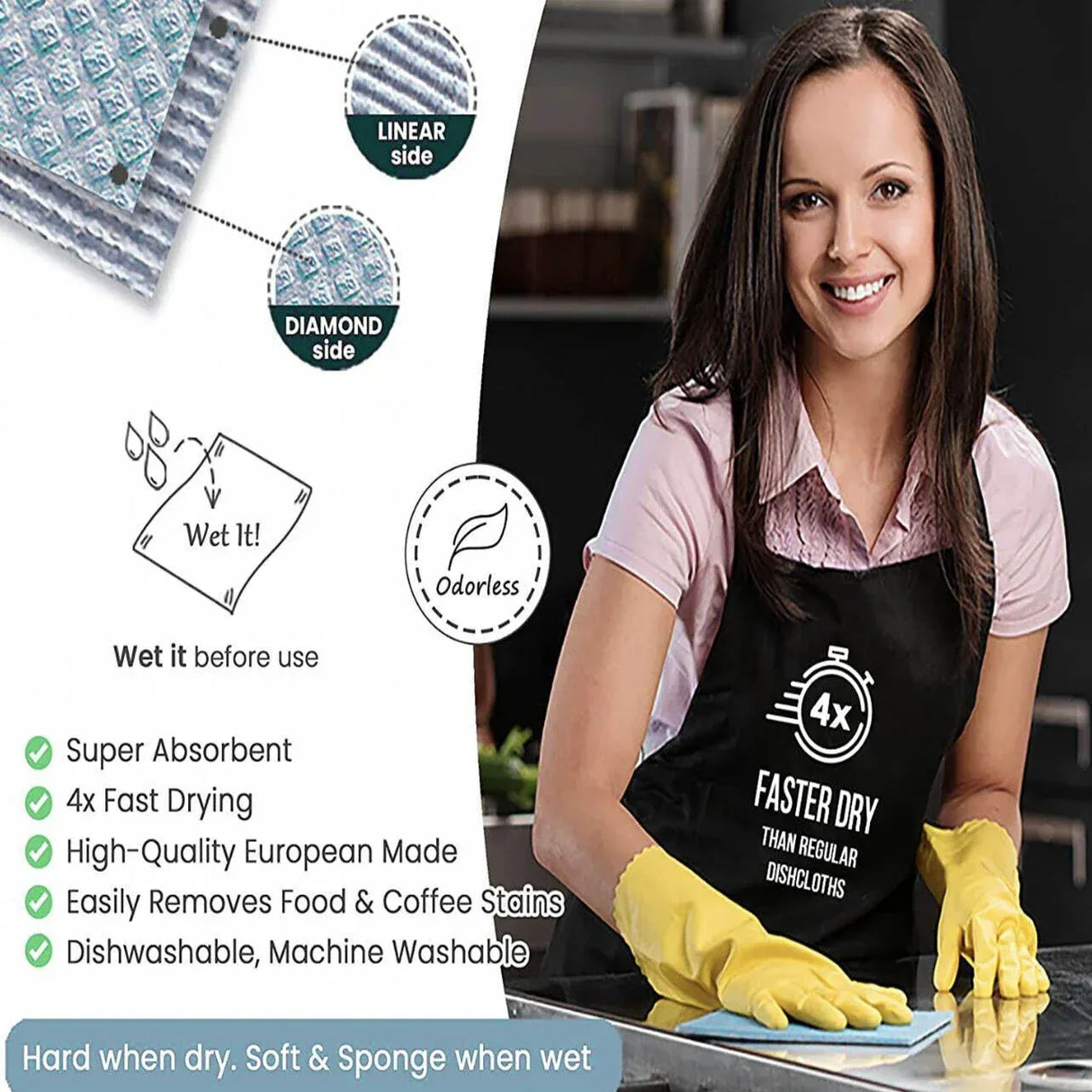 5X Fish Scale Microfiber Cleaning Cloth Dish Washing Glass Wipe Reusable Kitchen - 5Pcs-25cm*25cm