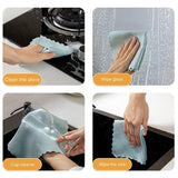 5X Fish Scale Microfiber Cleaning Cloth Dish Washing Glass Wipe Reusable Kitchen - 5Pcs-25cm*25cm - Side View