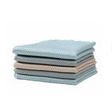 5X Fish Scale Microfiber Cleaning Cloth Dish Washing Glass Wipe Reusable Kitchen - 5Pcs-25cm*25cm - Close-Up Angle