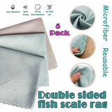 5X Fish Scale Microfiber Cleaning Cloth Dish Washing Glass Wipe Reusable Kitchen - 5Pcs-30cm*40cm - Front View
