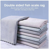 5X Fish Scale Microfiber Cleaning Cloth Dish Washing Glass Wipe Reusable Kitchen - 5Pcs-30cm*40cm - Low Angle
