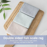 5X Fish Scale Microfiber Cleaning Cloth Dish Washing Glass Wipe Reusable Kitchen - 5Pcs-30cm*40cm - 45-Degree Angle