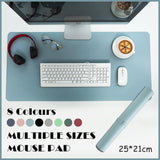 Leather Mouse Pad Gaming Waterproof Desk Mat 25 x 21cm Anti Slip - Black - Front View