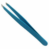 Stainless Steel Hair Eyebrow Tweezers Plucker Puller Beauty Slanted Nail Tip - Blue
